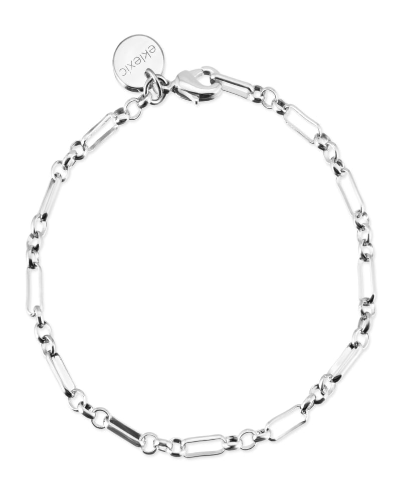 Front of a size 8" Silver Small Multi Link Chain Bracelet 8" Silver in Silver by Eklexic. | dia_product_style_image_id:282349